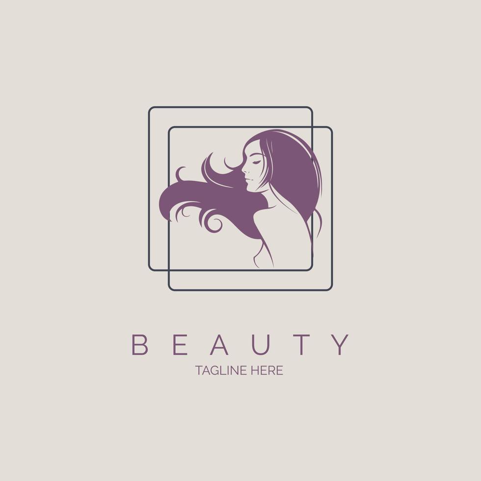 design de modelo de logotipo de cuidados com a pele de salão de beleza de rosto de mulher para marca ou empresa e outros vetor