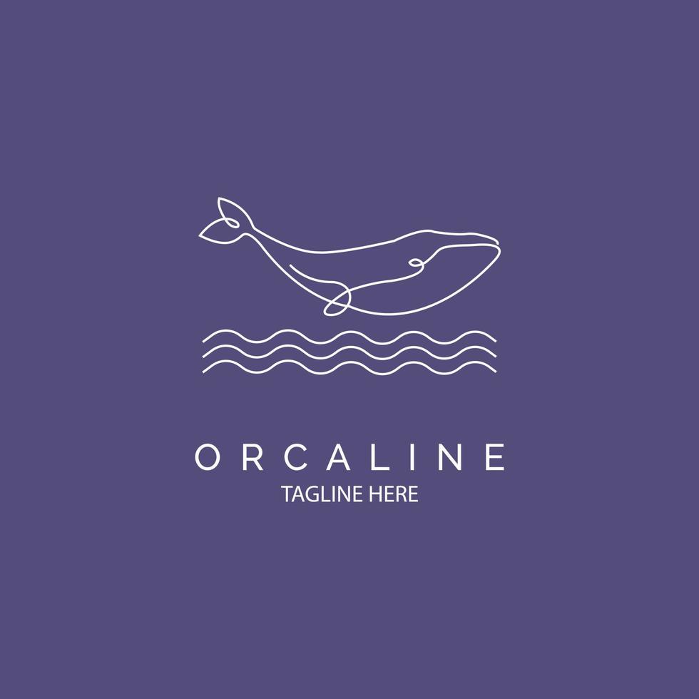 design de modelo de estilo de linha de ícone de logotipo de baleia orca para marca ou empresa e outros vetor