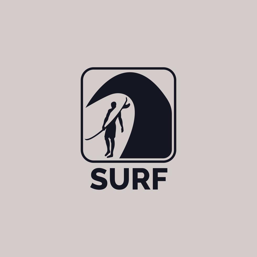 modelo de design de silhueta de logotipo de surf para marca ou empresa e outros vetor