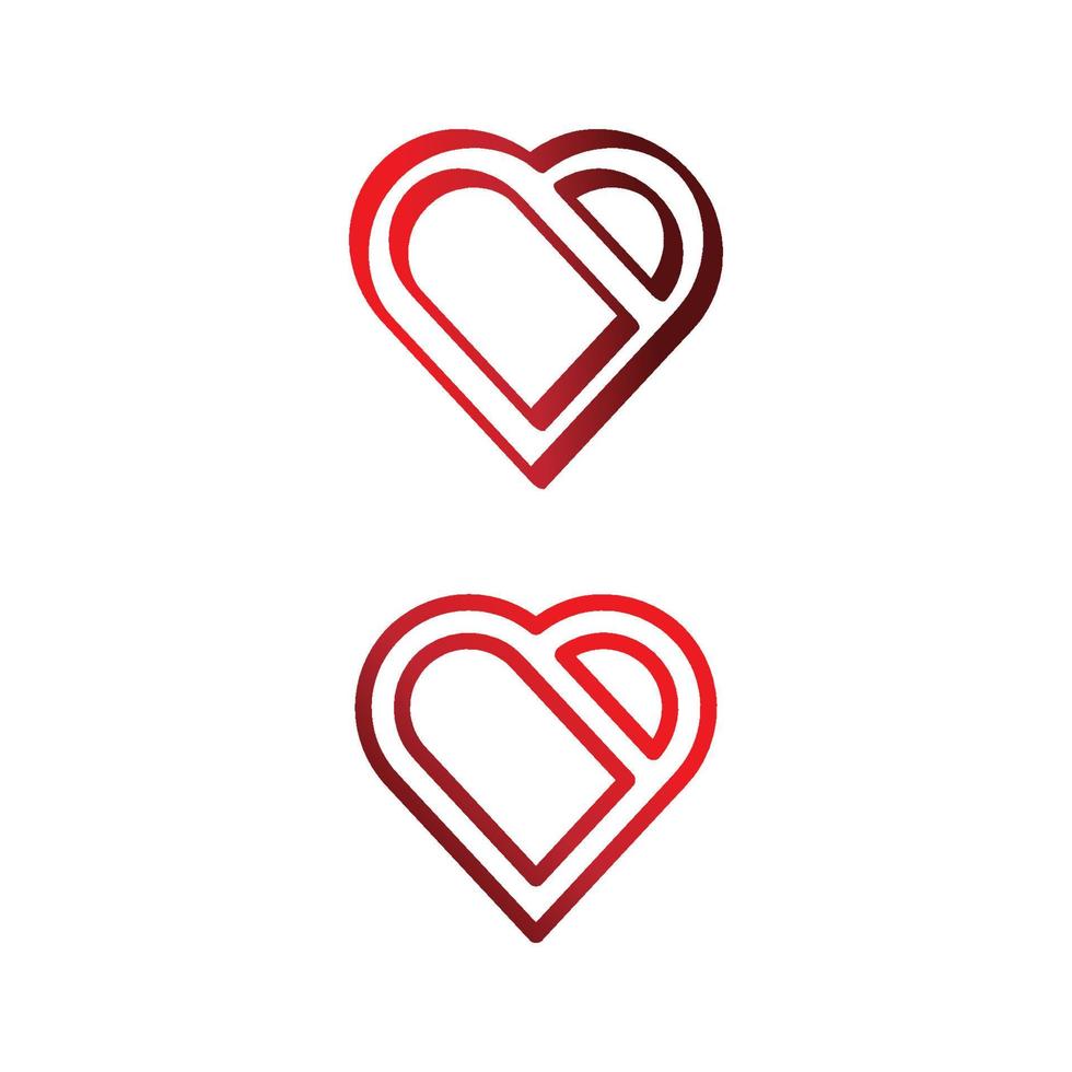 logotipo do coração e design de ilustração vetorial de amor dia dos namorados vetor