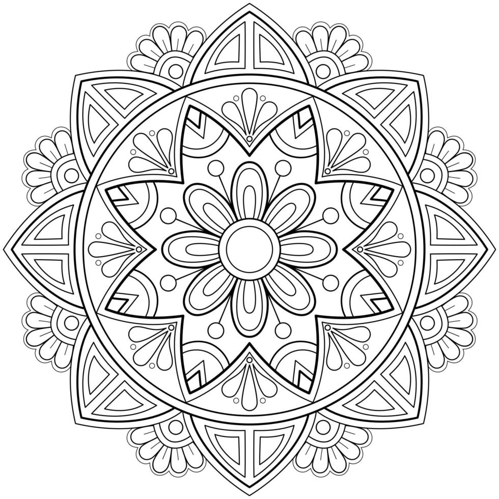 padrão de mandala abstrata de vetor. arte na parede. livro de colorir rendas padrão a tatuagem. design para uma camisa de pintura de papel de parede e design de adesivo de azulejo, ornamento de círculo decorativo em estilo oriental étnico vetor