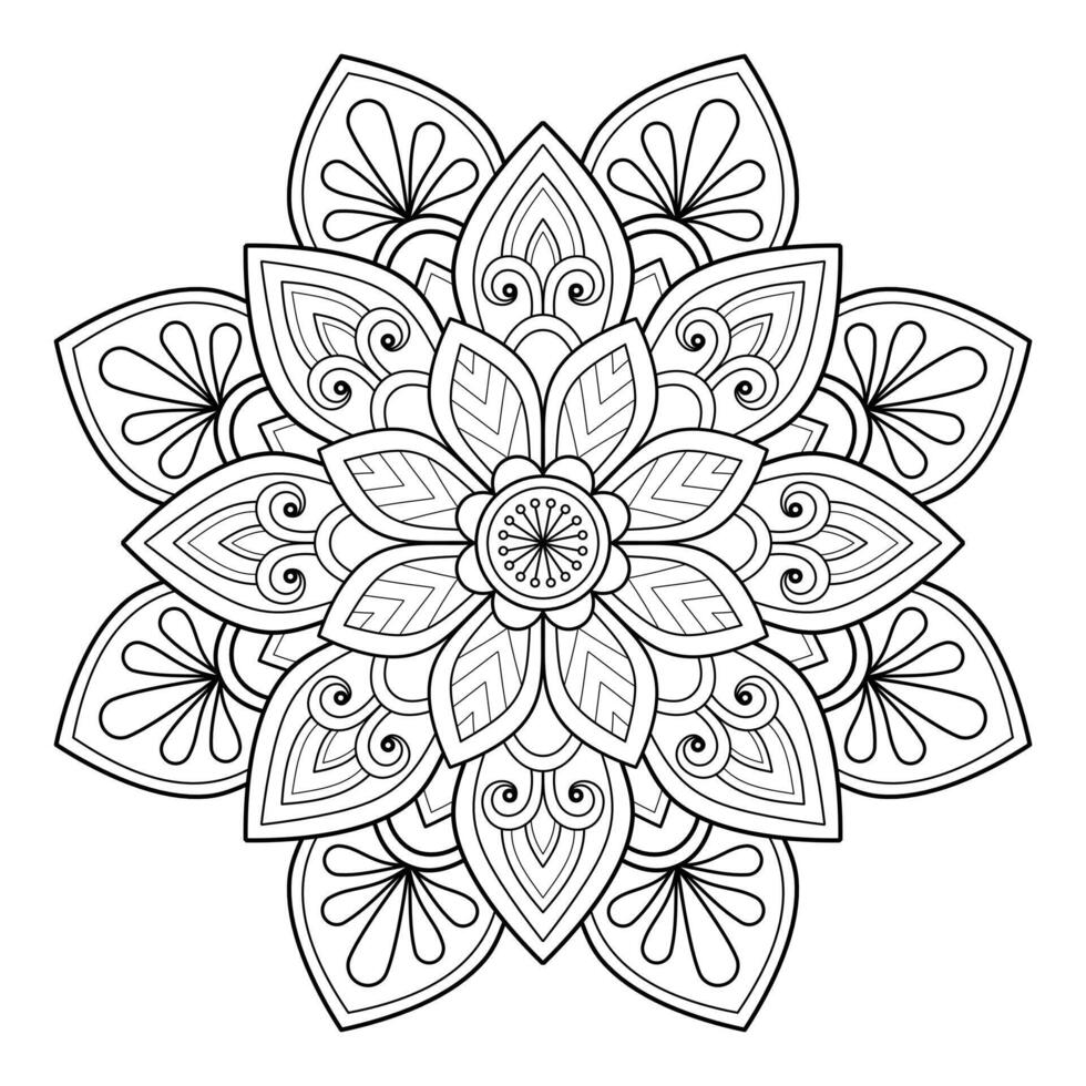 padrão de mandala abstrata de vetor. arte na parede. livro de colorir rendas padrão a tatuagem. design para uma camisa de pintura de papel de parede e design de adesivo de azulejo, ornamento de círculo decorativo em estilo oriental étnico vetor