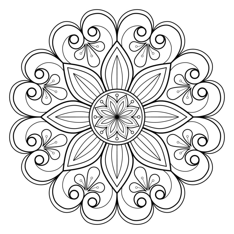 padrão de mandala abstrata de vetor. arte na parede. livro de colorir rendas padrão a tatuagem. design para uma camisa de pintura de papel de parede e design de adesivo de azulejo, ornamento de círculo decorativo em estilo oriental étnico vetor