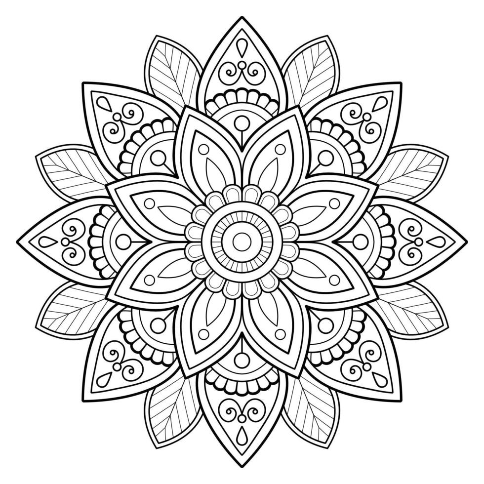 padrão de mandala abstrata de vetor. arte na parede. livro de colorir rendas padrão a tatuagem. design para uma camisa de pintura de papel de parede e design de adesivo de azulejo, ornamento de círculo decorativo em estilo oriental étnico vetor