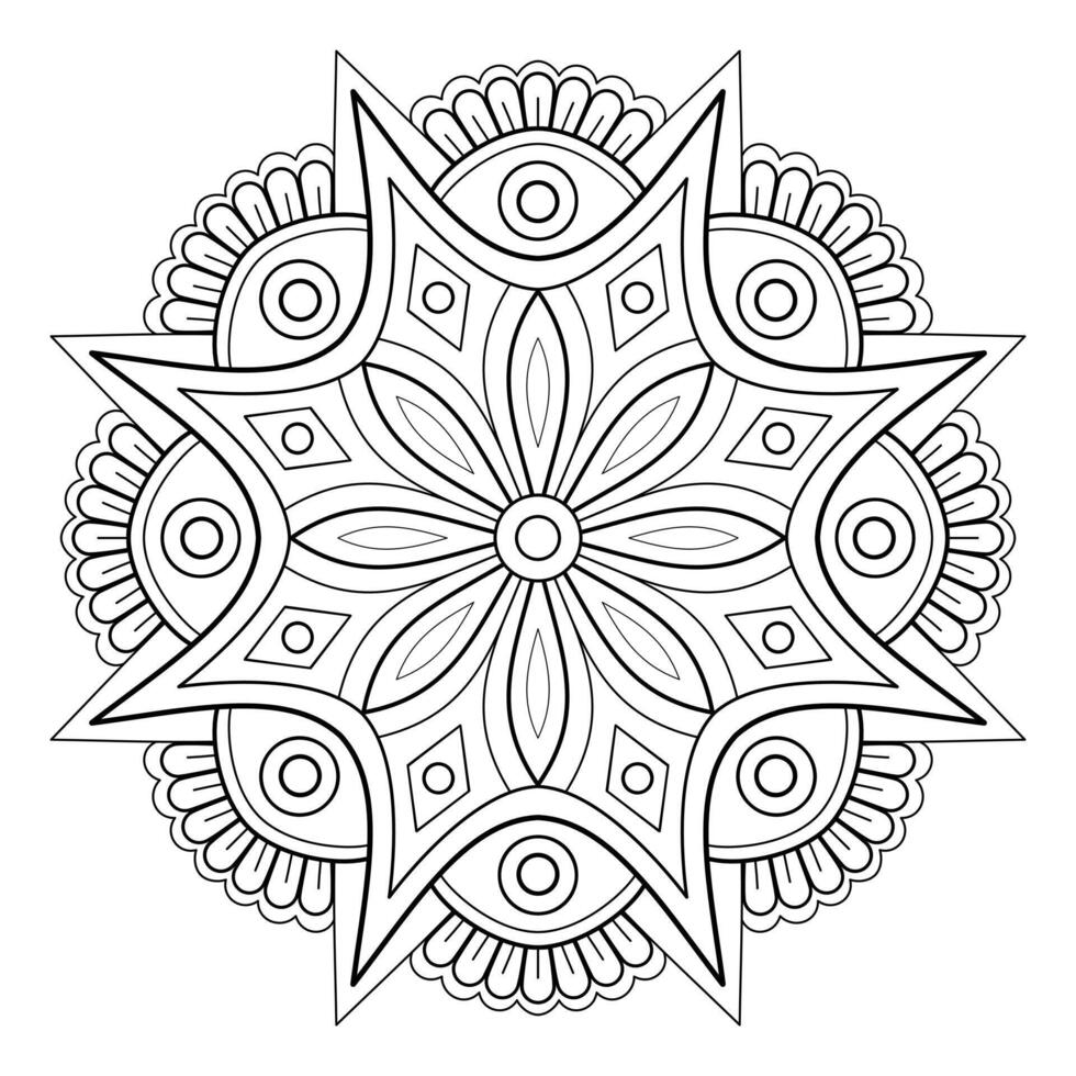 padrão de mandala abstrata de vetor. arte na parede. livro de colorir rendas padrão a tatuagem. design para uma camisa de pintura de papel de parede e design de adesivo de azulejo, ornamento de círculo decorativo em estilo oriental étnico vetor