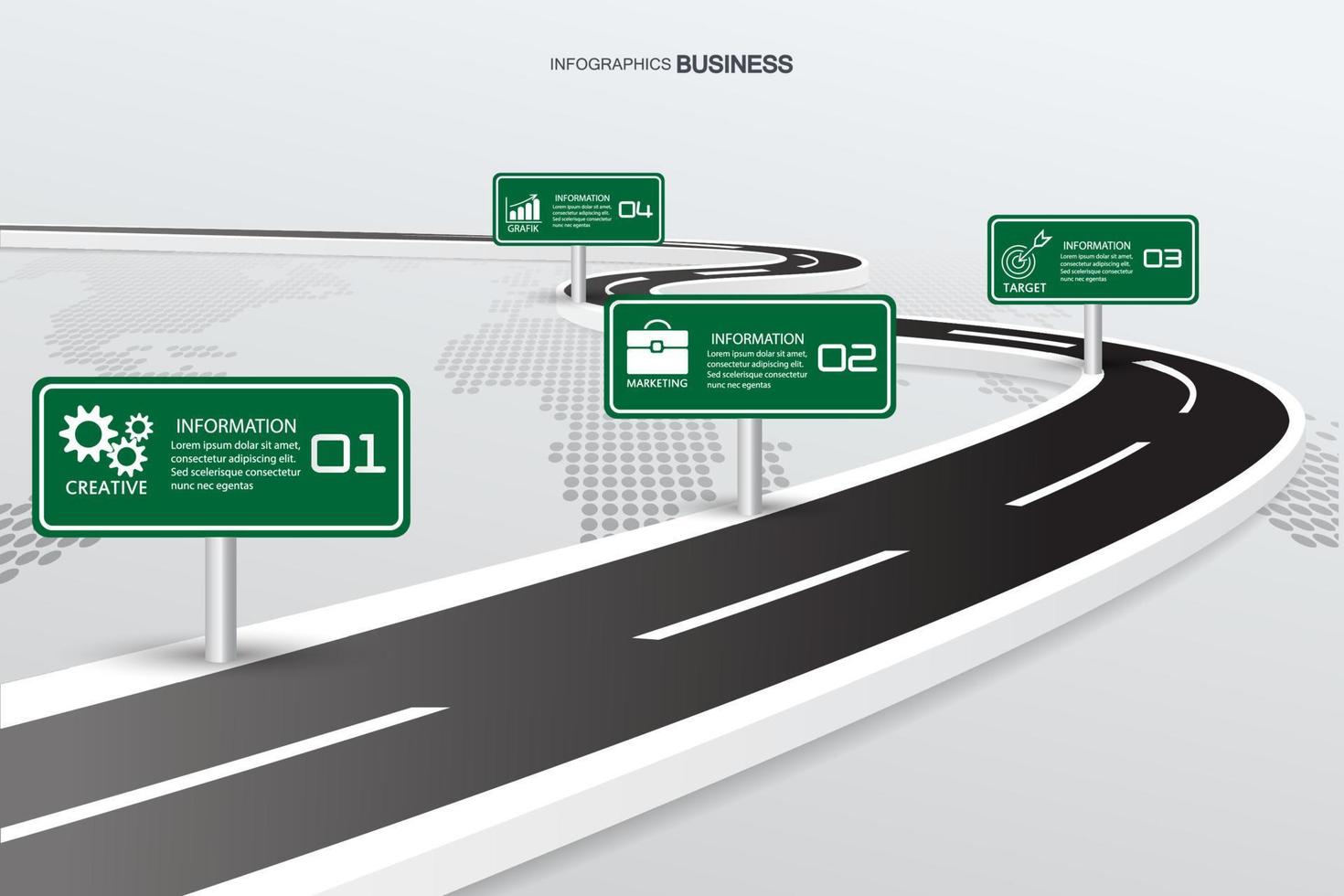 elementos de infográfico de sinal de estrada 3D vetor