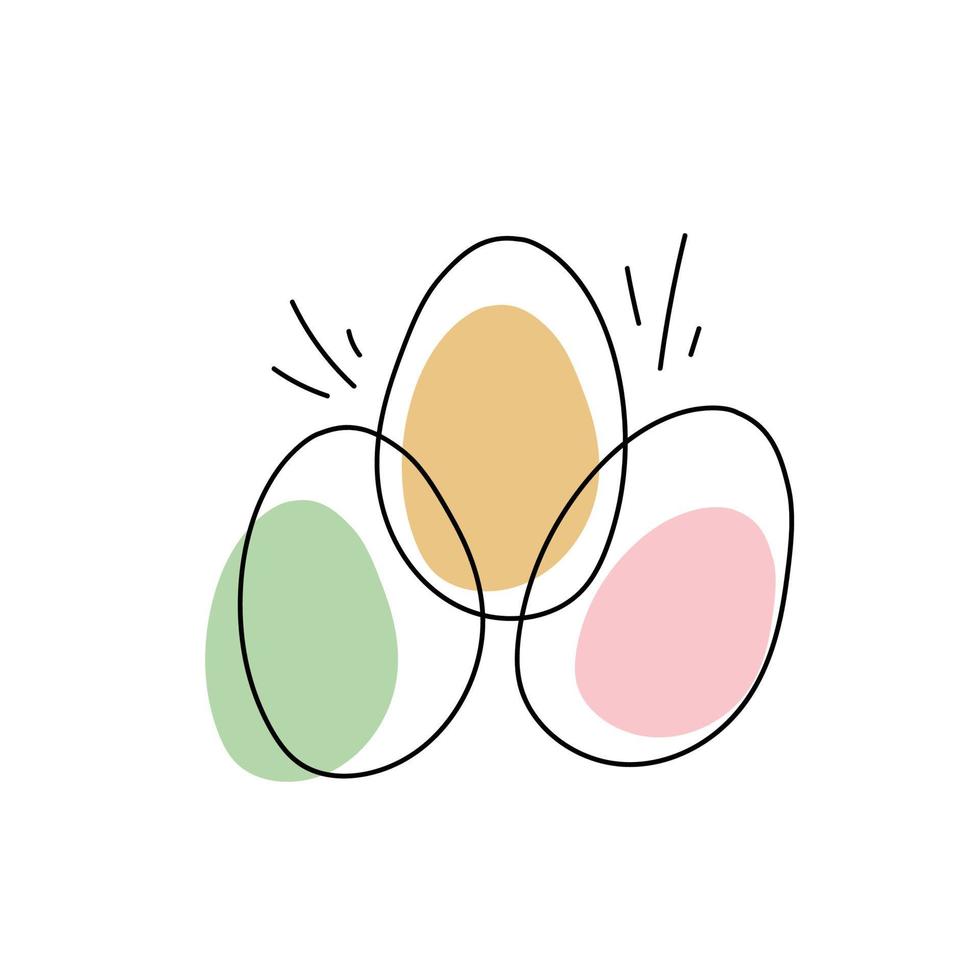 esboço de doodle de arte de linha de ovos de páscoa vetor