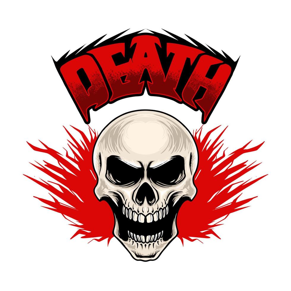 design de camiseta de ilustração vetorial de morte de crânio vetor