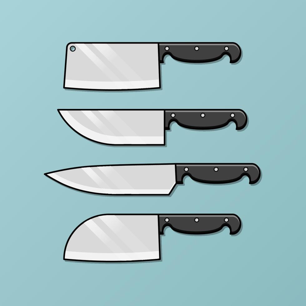 ilustração vetorial de coleção de facas de cozinha vetor