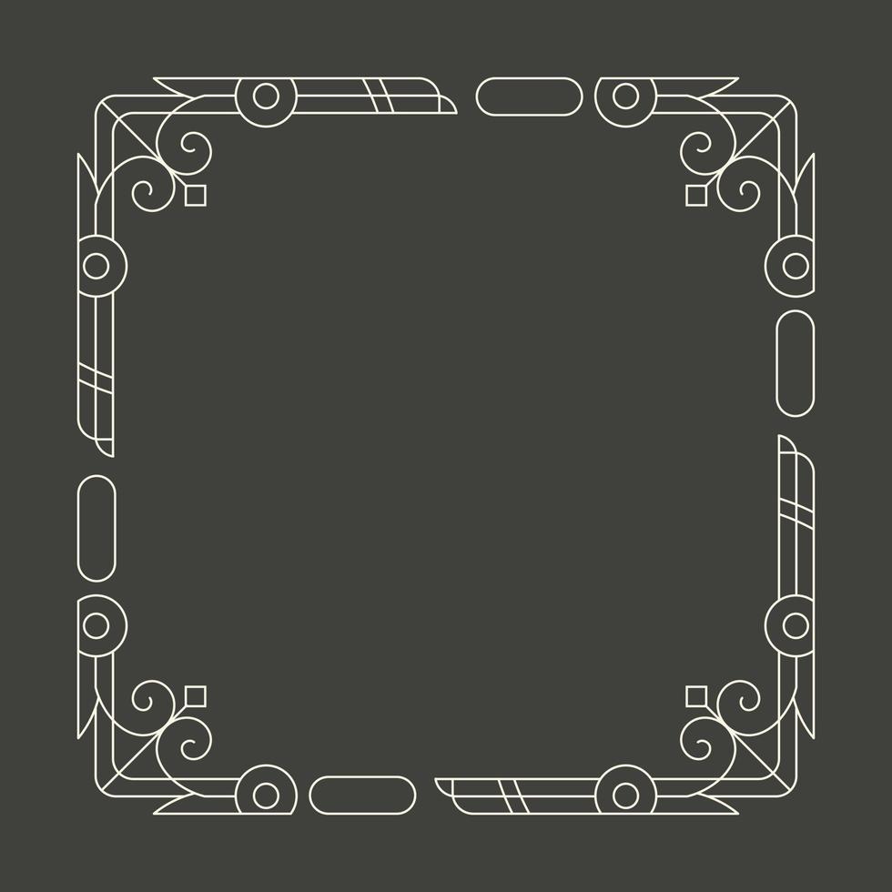 quadro de monograma floral e geométrico em fundo cinza escuro. - vetor. vetor