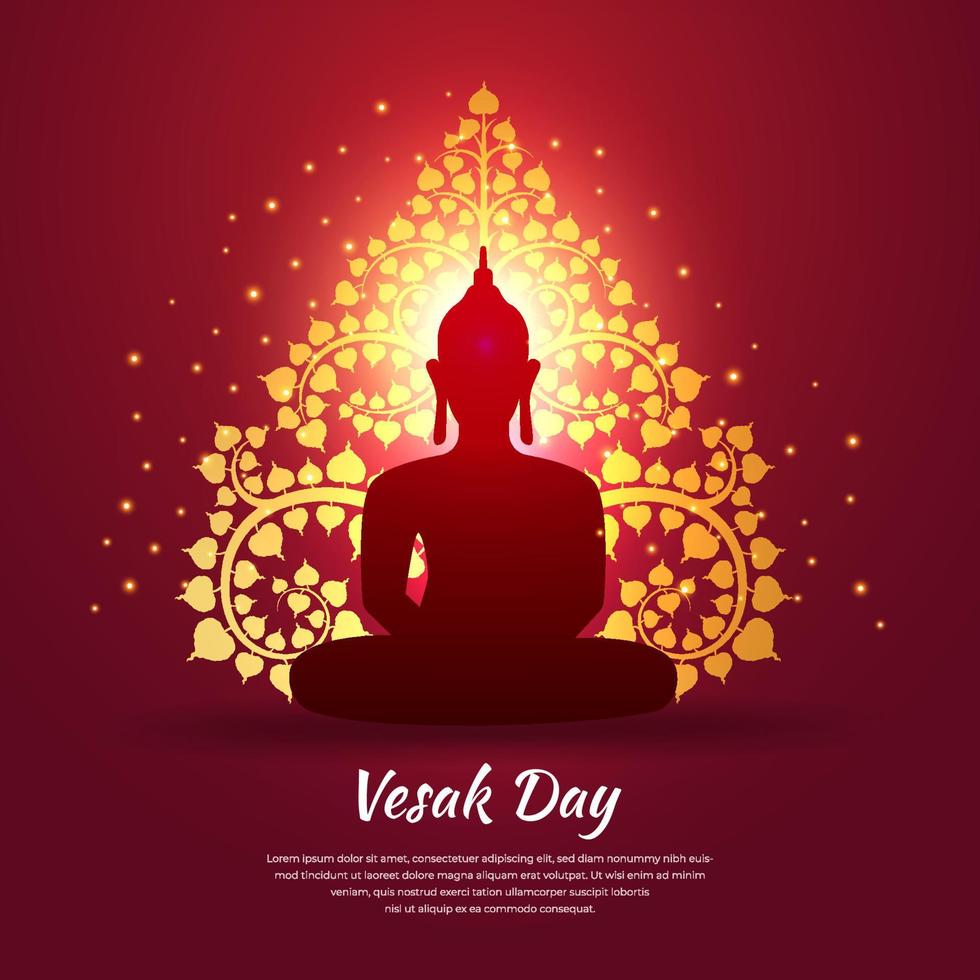 feliz dia de vesak design. fundo de dia vesak com shinny lord buddha silhueta e vetor de ornamento.