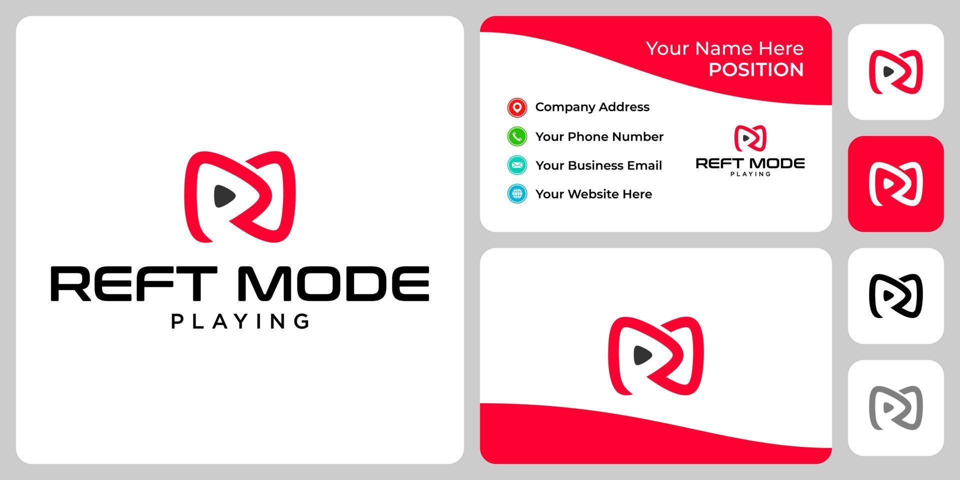 design de logotipo de vídeo monograma carta rm com modelo de cartão de visita. vetor