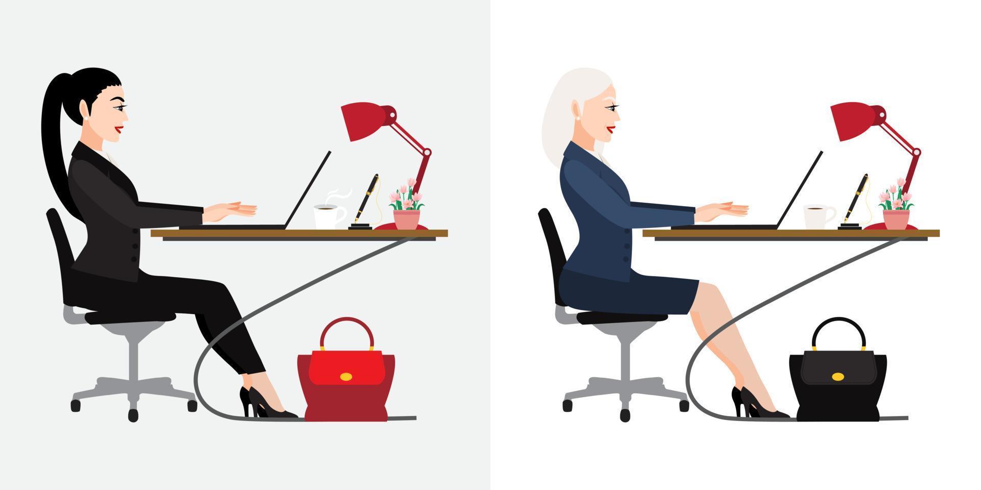 personagem de desenho animado com mesa de empresários em fundo branco, ilustração vetorial vetor