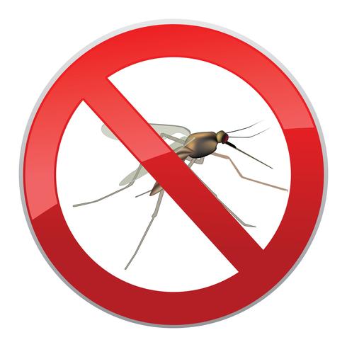 Pare o mosquito. Símbolo de proibição. Nenhum Mosquito sinal de insetos. vetor