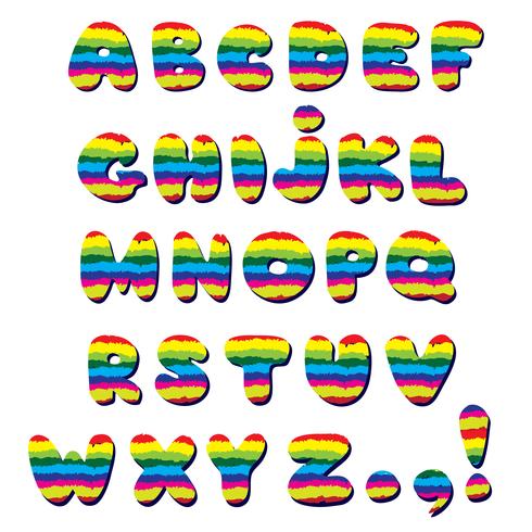 Alfabeto. Kid style line latin letter caracteres alfabeto conjunto vetor