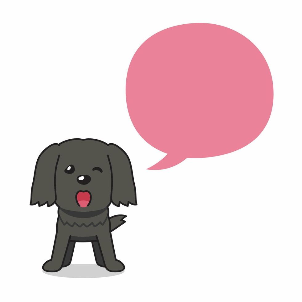 personagem de desenho animado cachorro preto fofo com balão vetor