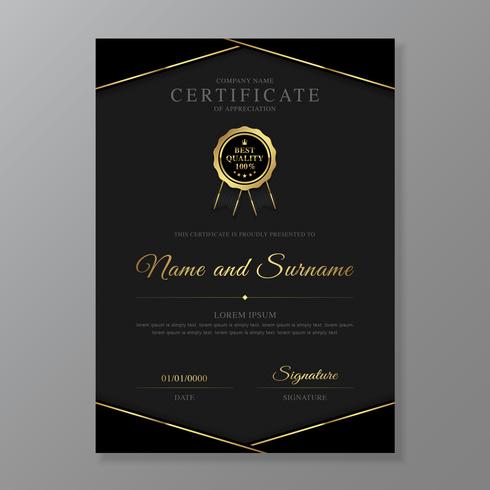 Certificado e diploma de apreciação de luxo e design moderno modelo vector illustration