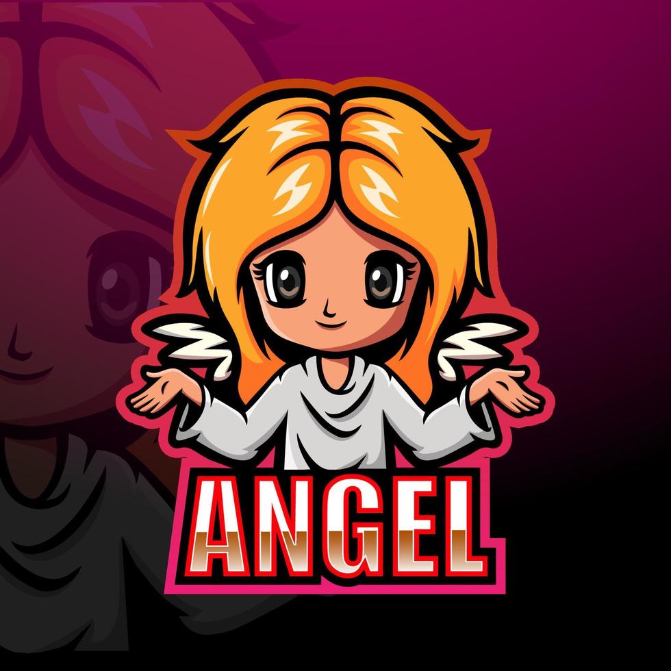 design de logotipo de mascote esport angel girl vetor