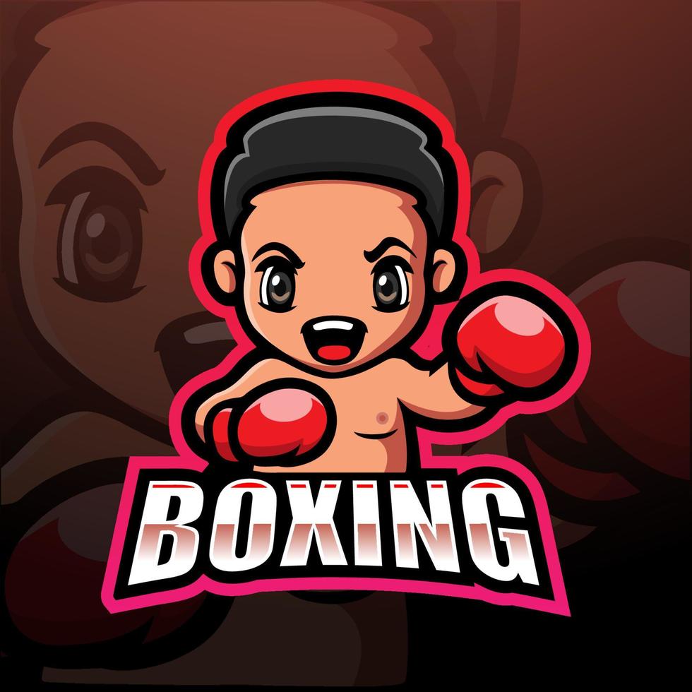 design de logotipo de mascote de boxe boy esport vetor