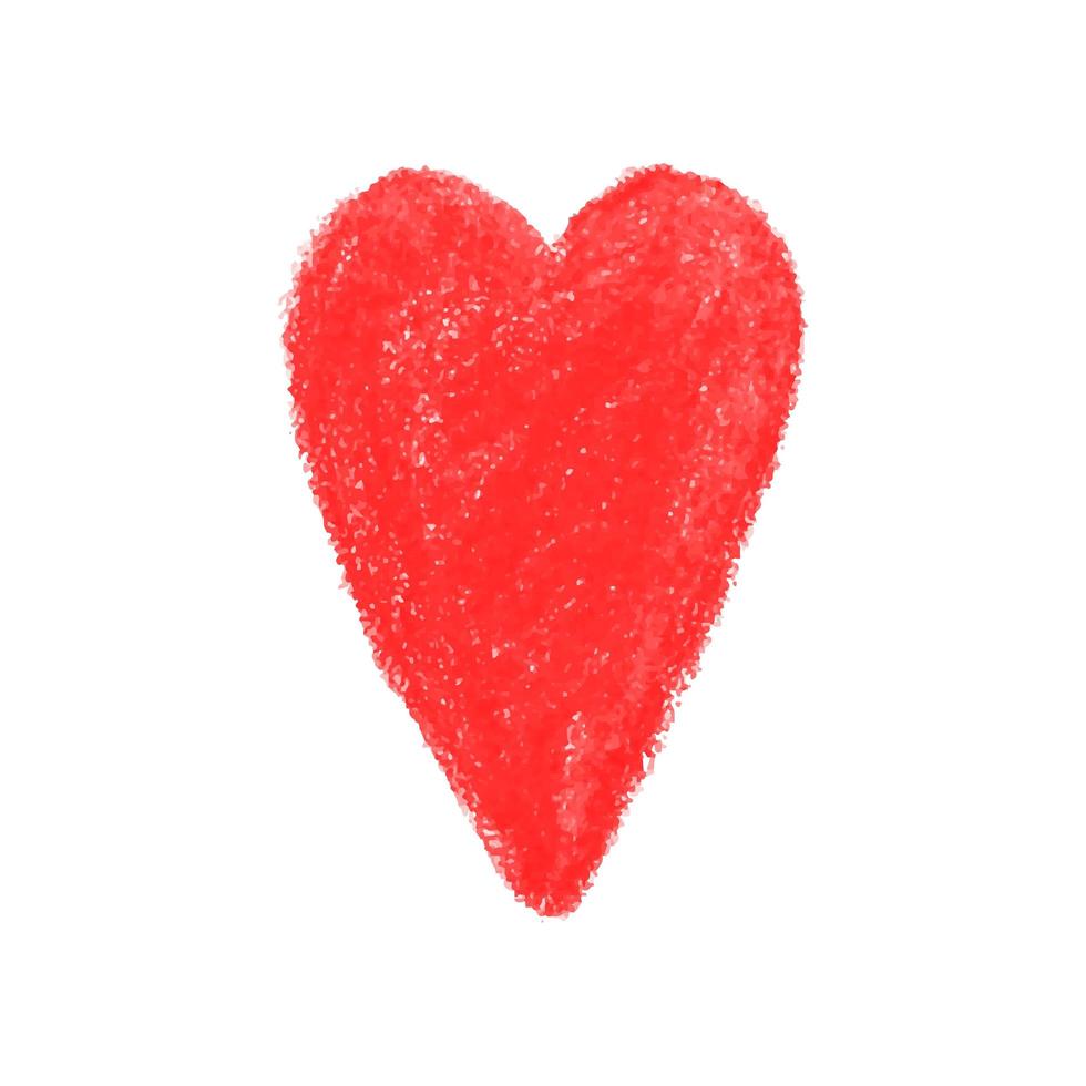 forma de coração de ilustração colorida desenhada com lápis de cor vetor