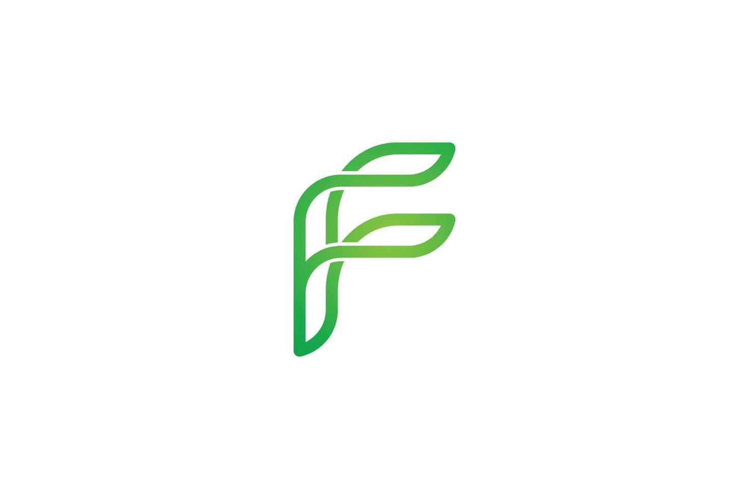 logotipo da natureza da folha da letra f, gráfico de vetor de design de frescura verde
