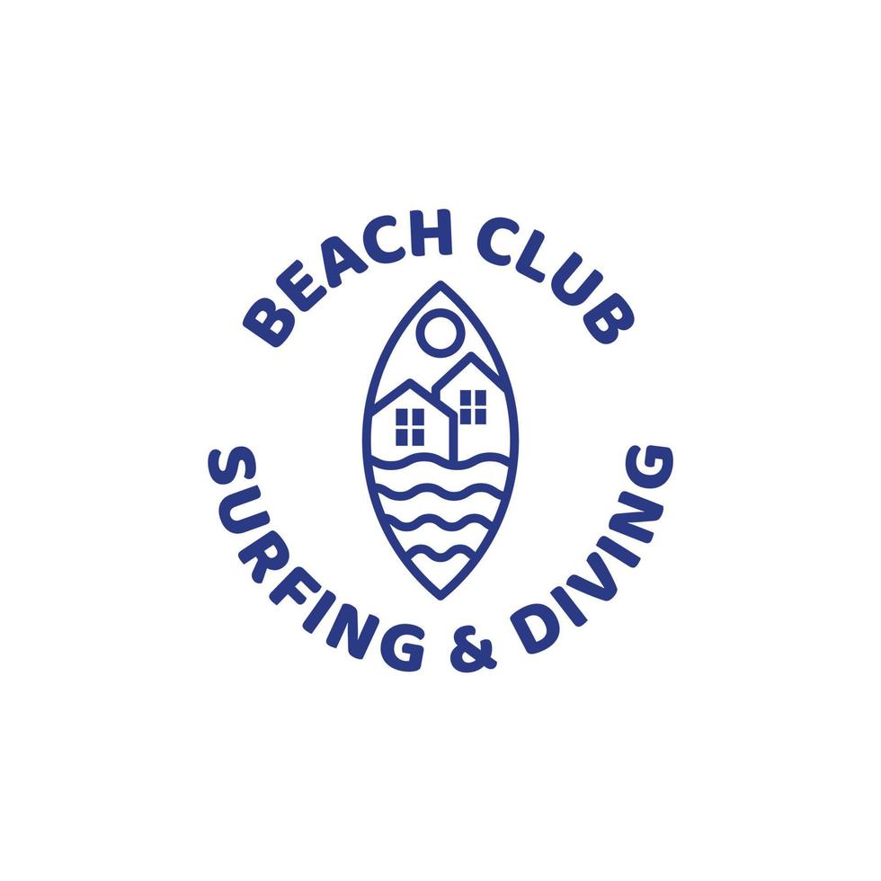 ilustração vetorial de conceito de logotipo de cidade de prancha de surf vetor