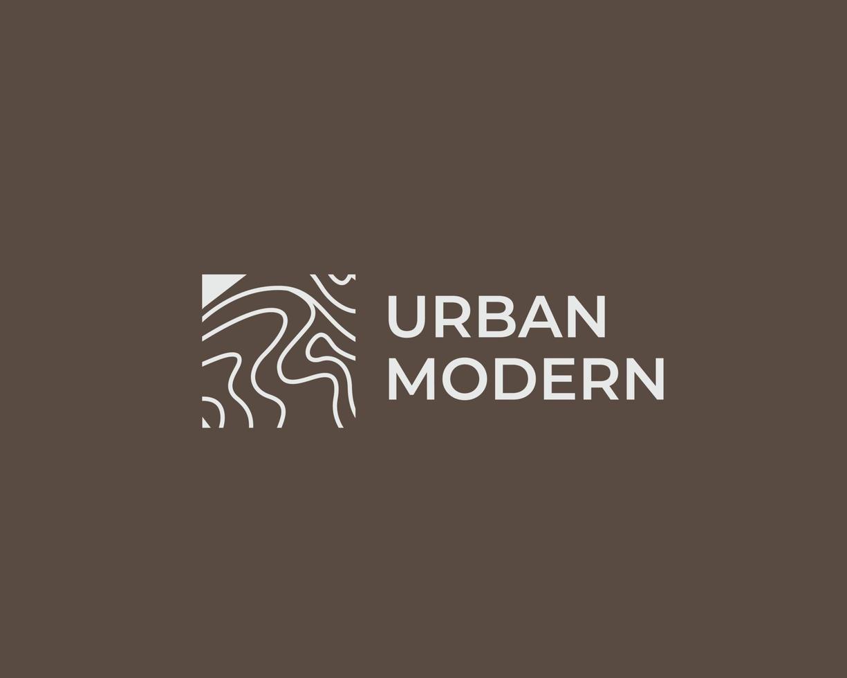 ilustração em vetor conceito de logotipo de geografia de mapa de linha moderna urbana