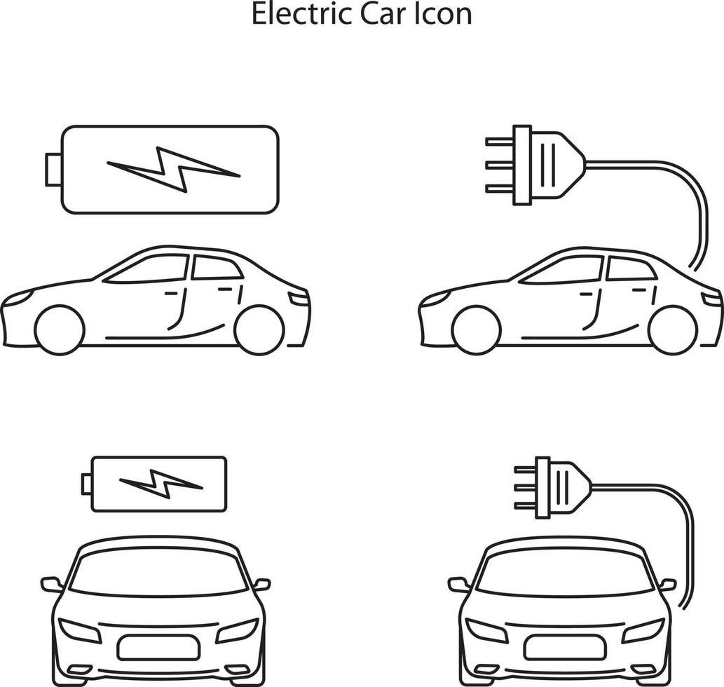 ícone de carro elétrico isolado no fundo branco. ícone de carro elétrico contorno linha fina símbolo de carro elétrico linear para logotipo, web, app, ui. sinal simples de ícone de carro elétrico. vetor