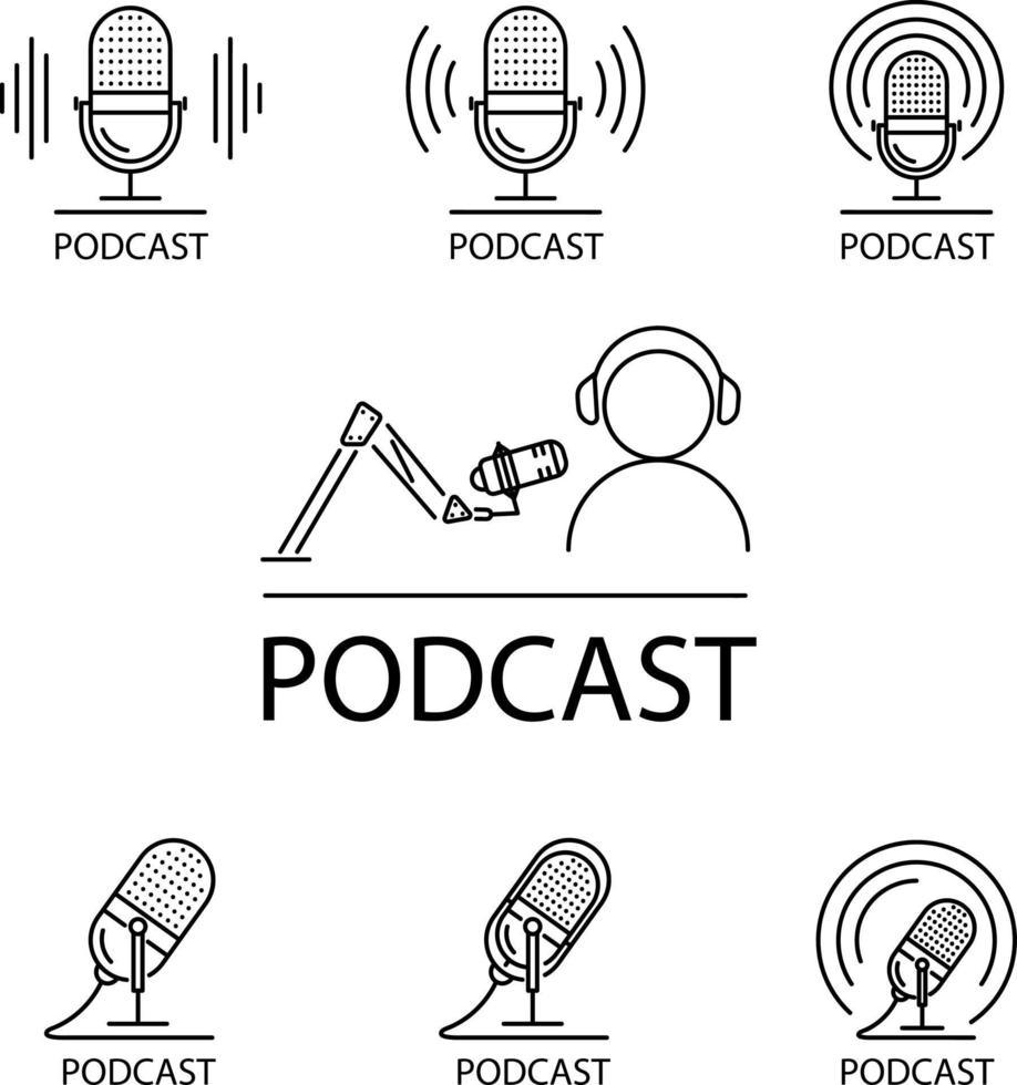 ícone de podcast isolado no fundo branco. ícone de podcast símbolo de podcast moderno e moderno para logotipo, web, app, ui. sinal simples de ícone de podcast. vetor