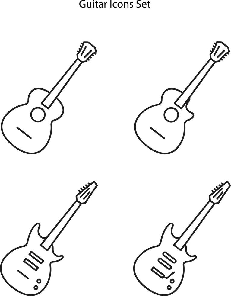 conjunto de ícones de guitarra isolado no fundo branco da coleção de música. ícone de guitarra linha fina contorno símbolo de guitarra linear para logotipo, web, app, ui. sinal simples de ícone de guitarra. vetor