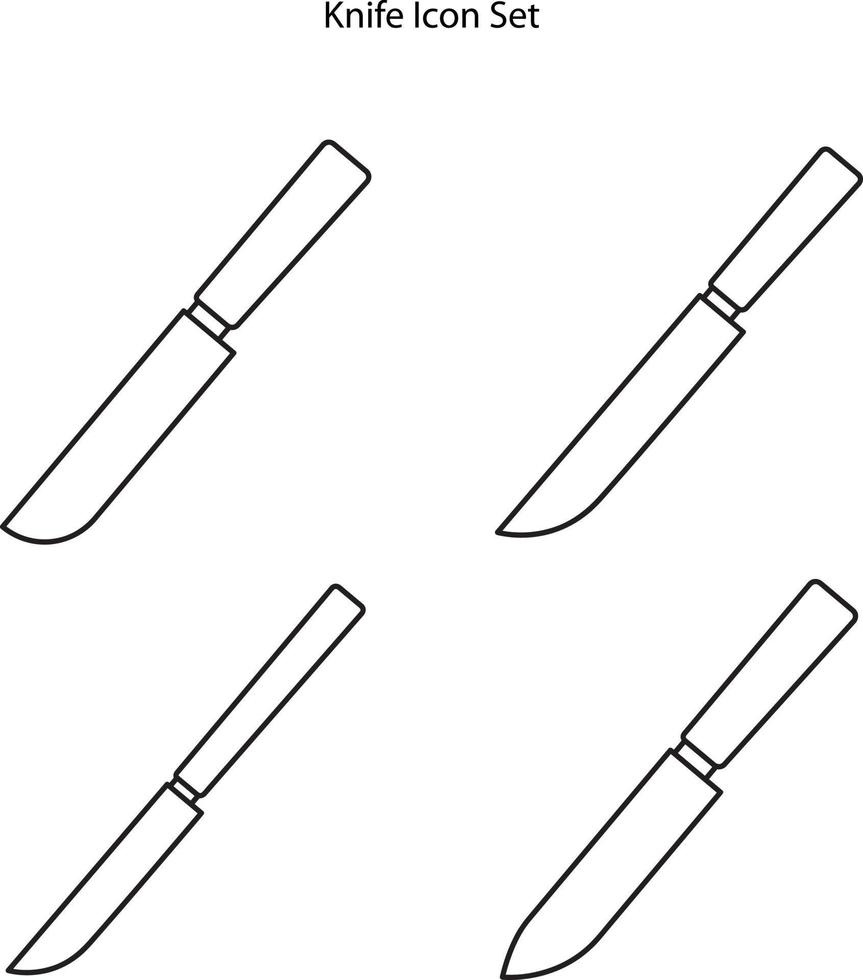 conjunto de ícones de faca isolado no fundo branco da coleção de equipamentos de paisagismo. ícone de faca linha fina contorno símbolo de faca linear para logotipo, web, app, ui. sinal simples de ícone de faca. vetor