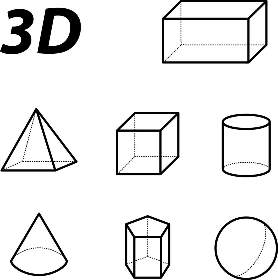 conjunto de ícones de geometria isolado no fundo branco da coleção de educação. ícone de geometria símbolo de geometria moderna e moderna para logotipo, web, app, ui. ícone de geometria definir sinal simples. 3d vetor