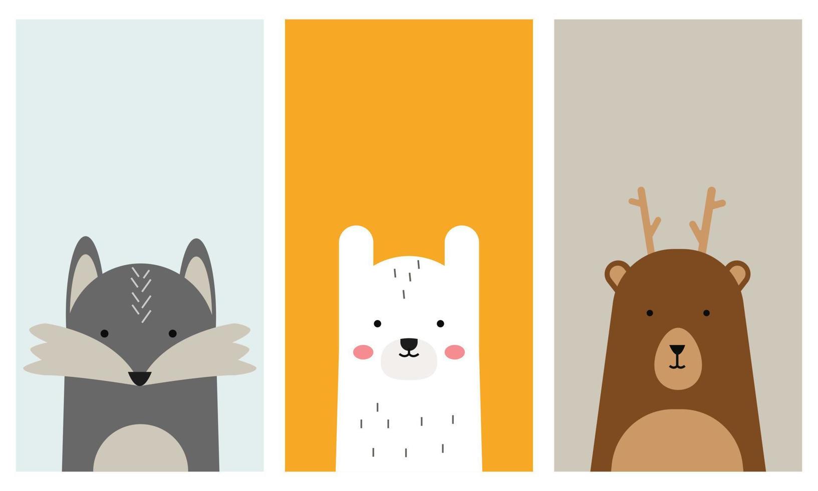 conjunto de ilustrações de animais para um papel de parede de smartphone e tela de bloqueio. vetor
