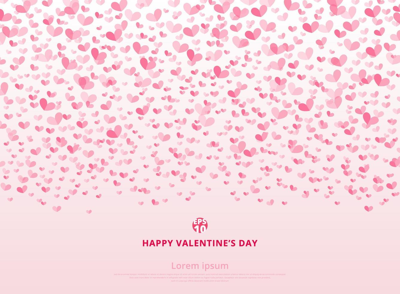 cartão de feliz dia dos namorados com corações rosa no espaço de cópia de fundo rosa claro. vetor