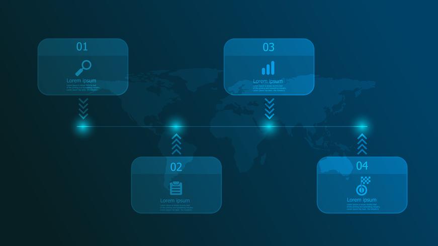 linha do tempo horizontal infográficos 4 passos vetor