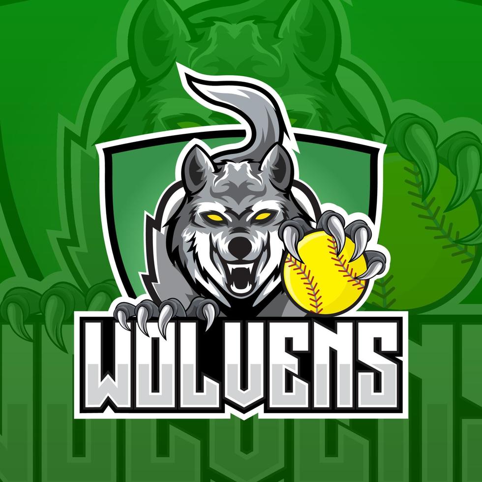 jogos de logotipo wolf e-sport vetor