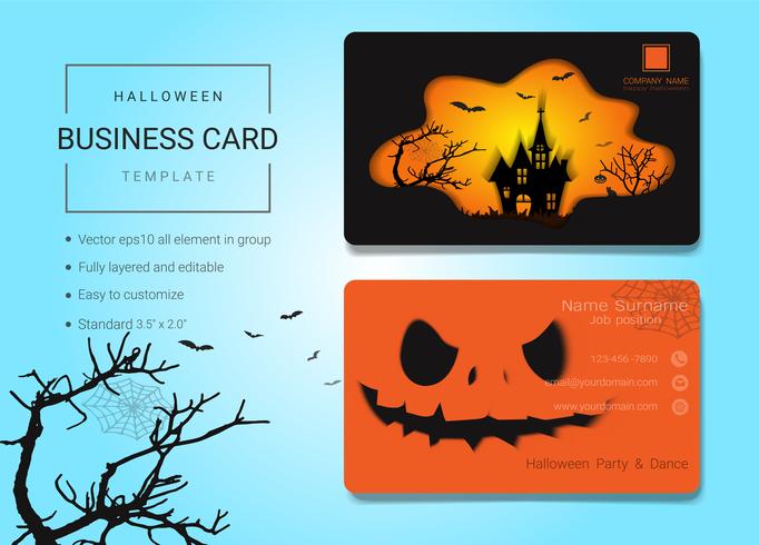 Modelo de design de cartão de nome comercial de Halloween vetor