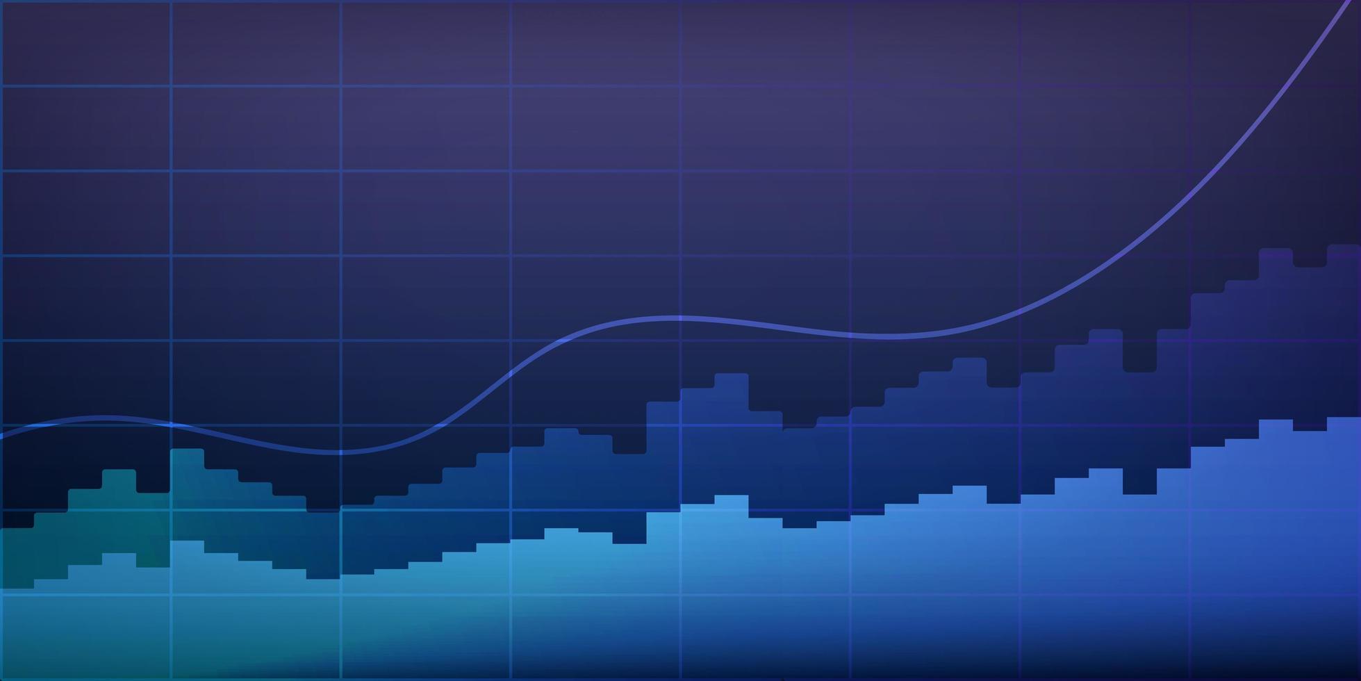 fundo com gráficos financeiros. cores neon. o conceito de análise, negócios ou negociação na bolsa financeira. vetor. vetor