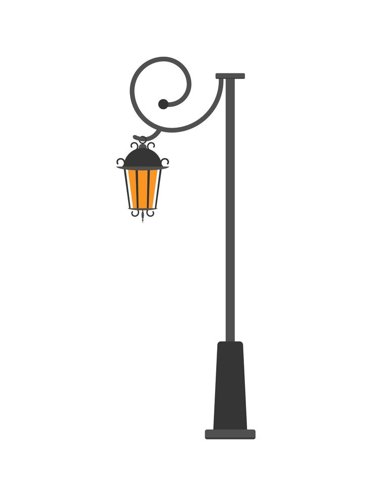poste de luz de rua em estilo simples, isolado no fundo branco. vetor