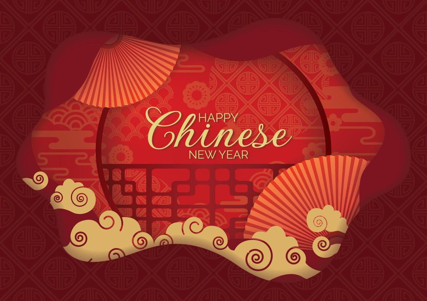 design de vetor de banner de ano novo chinês oriental com elementos de ouro