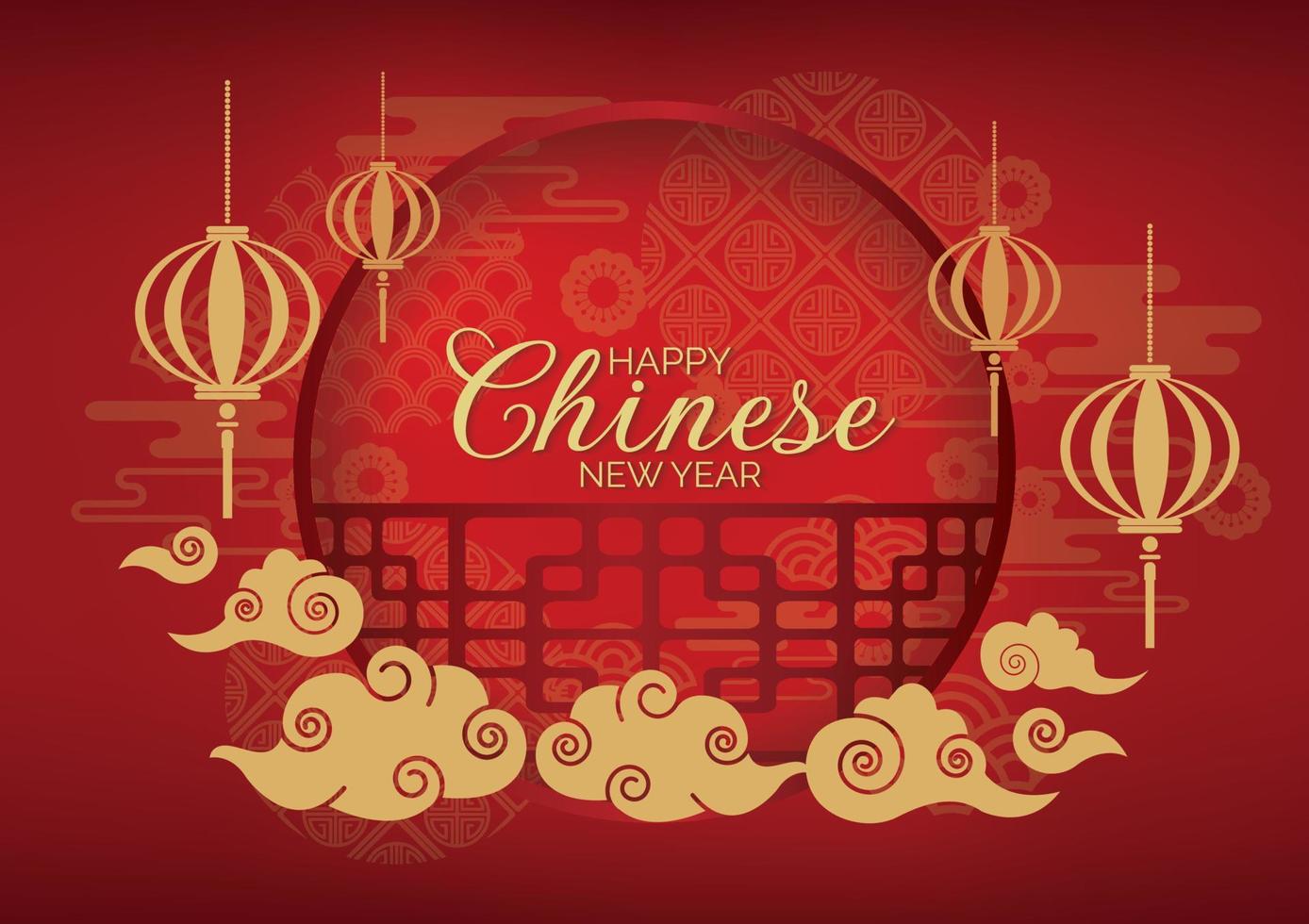design de banner de ano novo chinês oriental de elementos de ouro de luxo vetor
