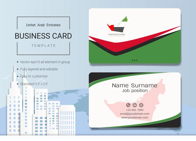 Modelo de design de cartão de nome comercial abstrato dos Emirados Árabes Unidos. vetor