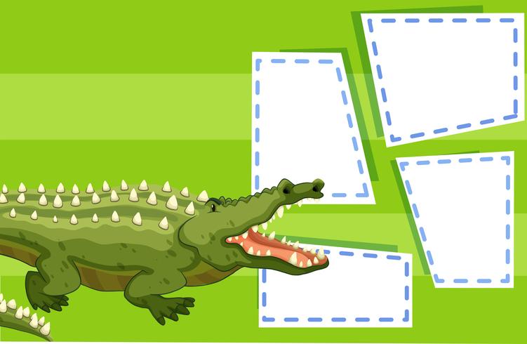 Um crocodilo no modelo de nota vetor