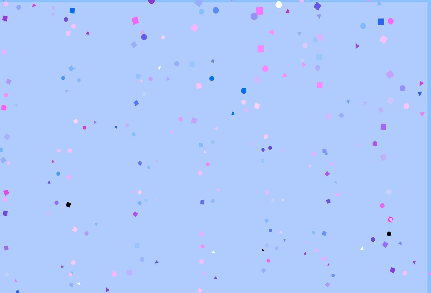 modelo de vetor rosa claro, azul com cristais, círculos, quadrados.