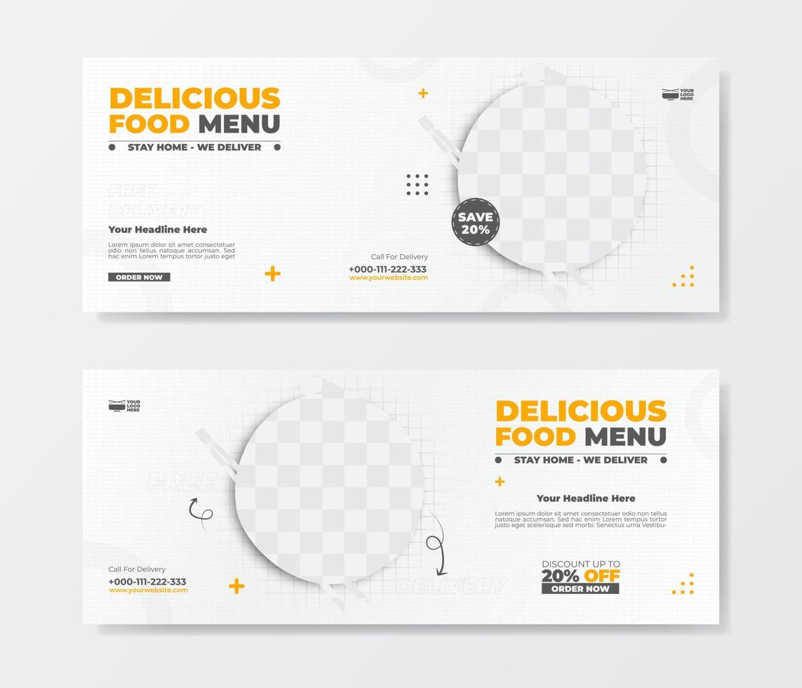 banner de comida para postagem de mídia social. design editável fácil com conceito minimalista vetor