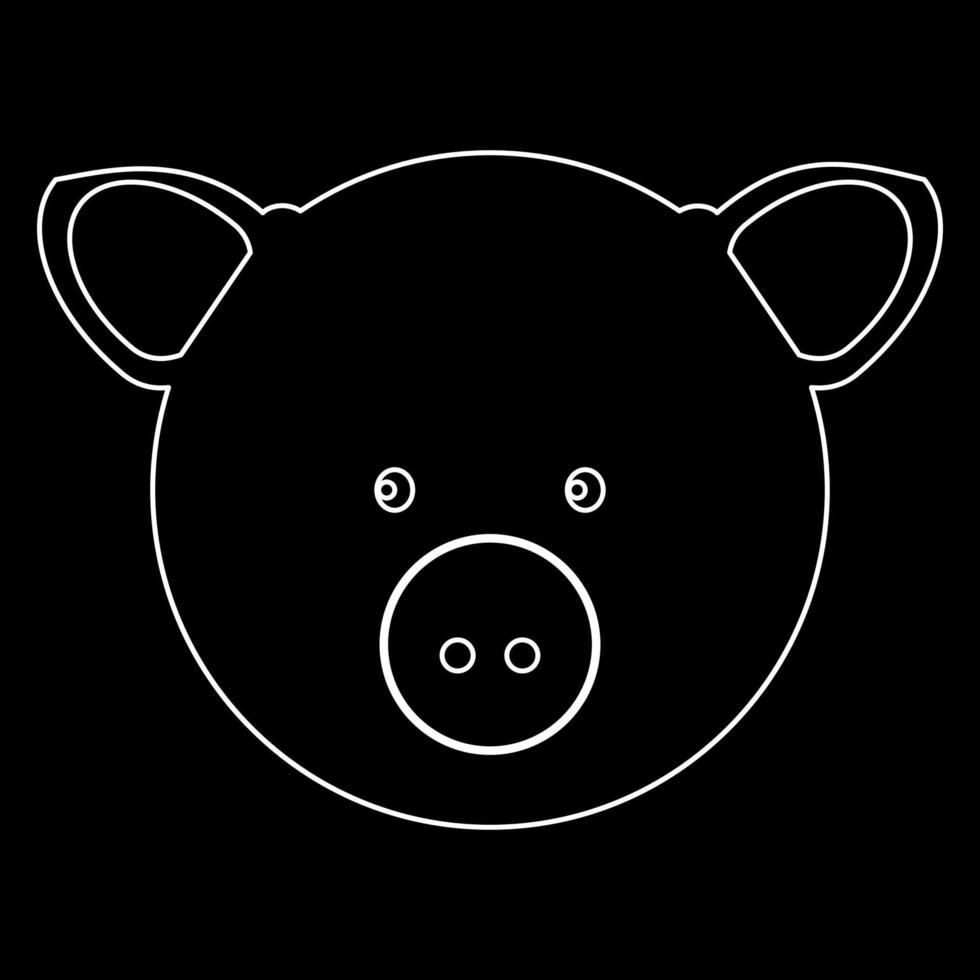ícone de contorno branco de cabeça de porco vetor