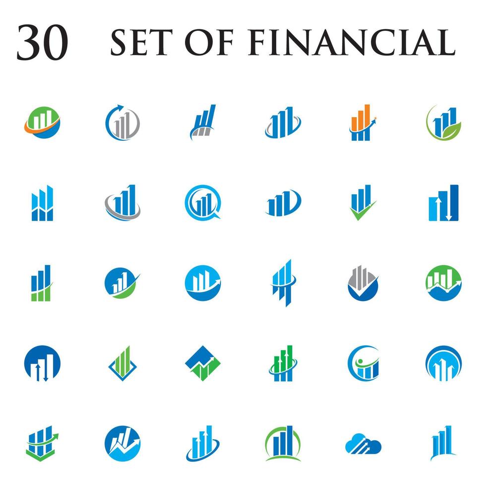 conjunto de vetor de gráfico, conjunto de logotipo de finanças