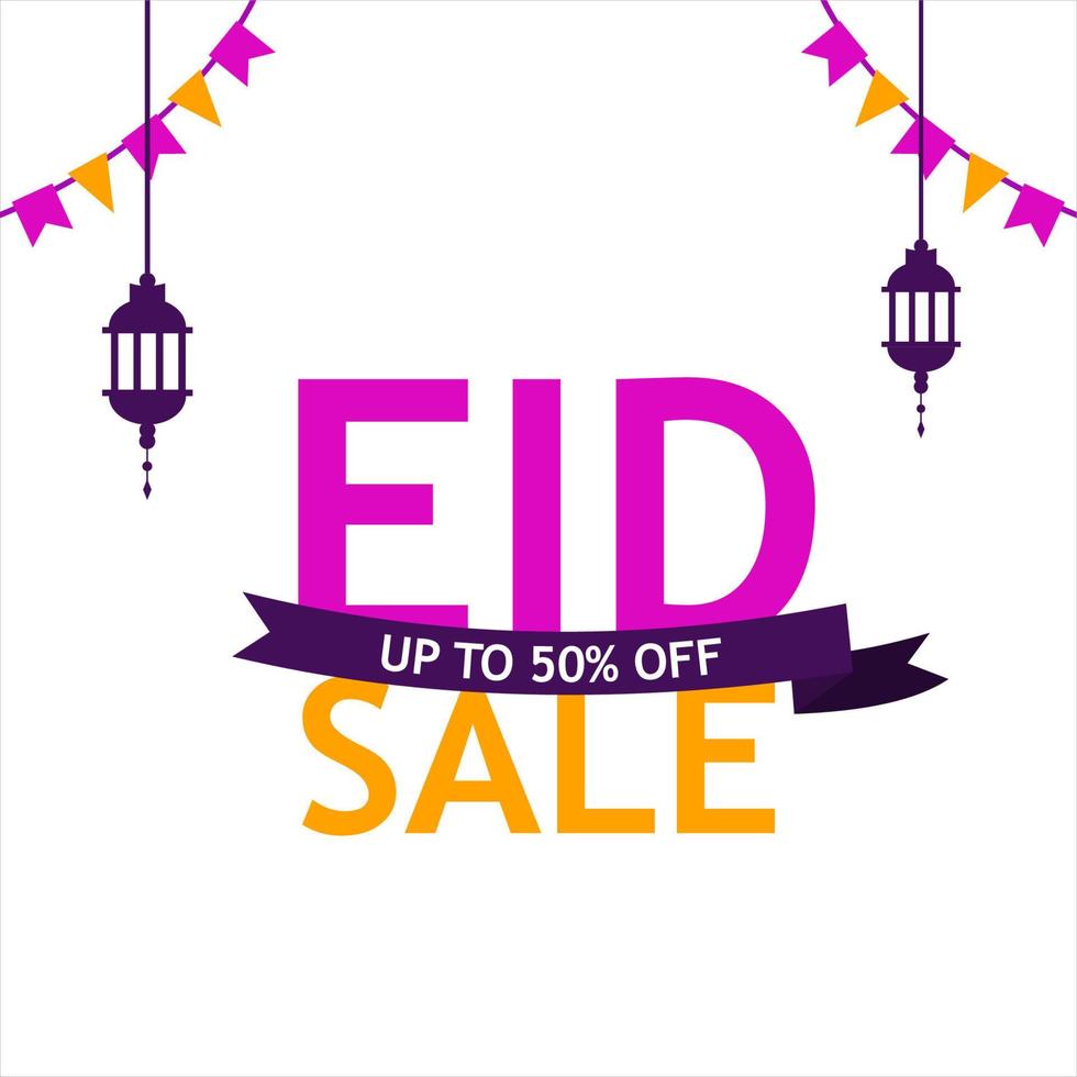 venda de eid de texto com até 50% de desconto em ofertas em fundo branco de lanternas penduradas vetor