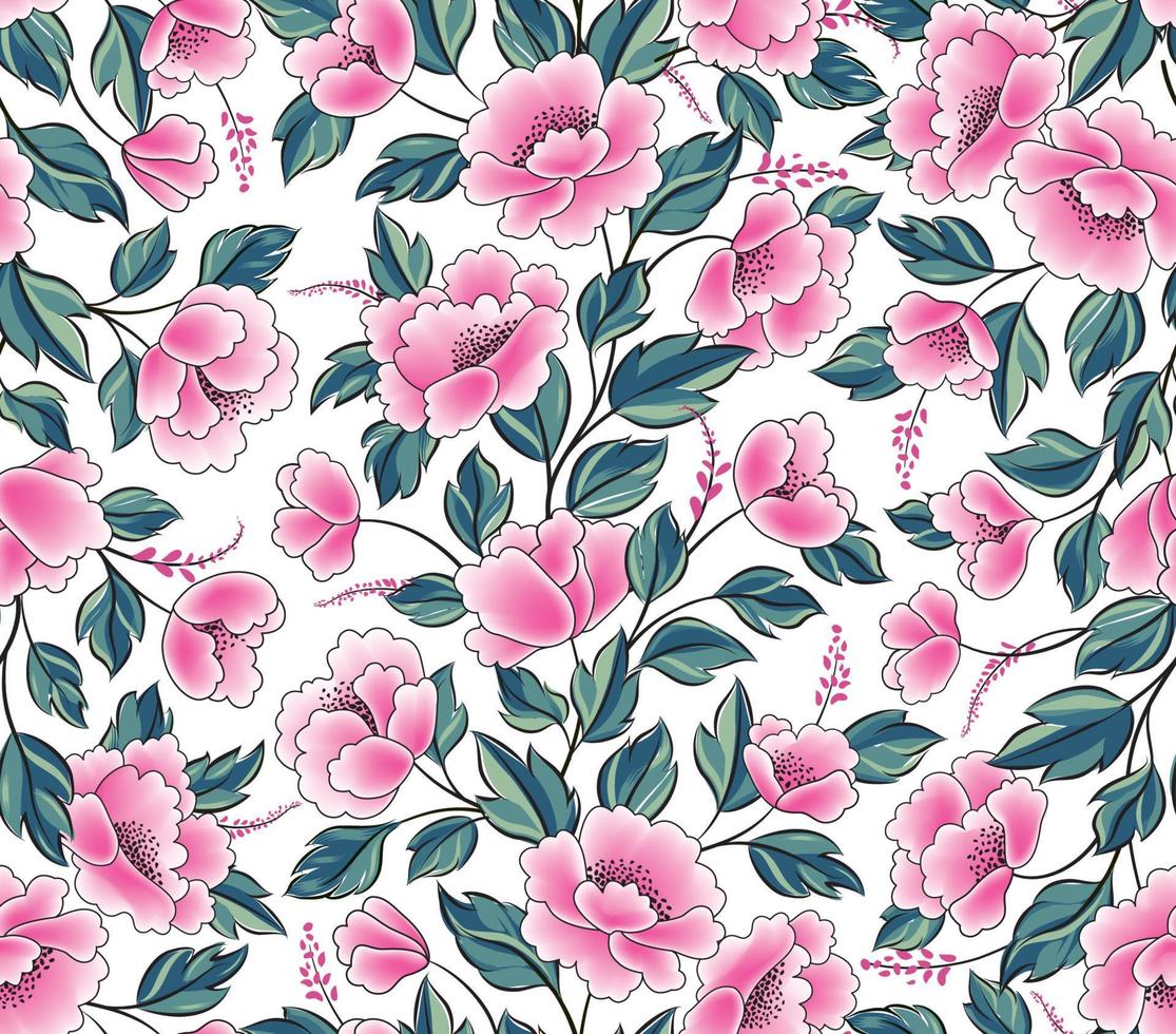 fundo floral. borda de guirlanda decorativa sem emenda de buquê de rosa de flor. florescer design de moldura de cartão floral primavera vetor