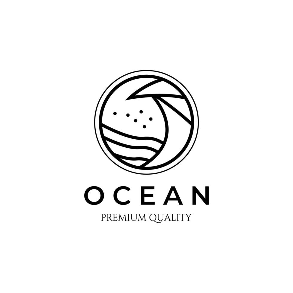 onda oceano ícone de água onda linha arte logotipo minimalista ilustração vetorial design vetor